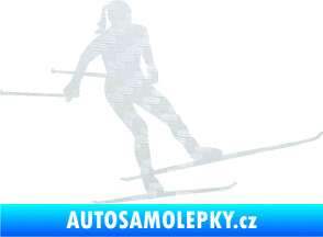 Samolepka Lyžařka 001 pravá běh na lyžích 3D karbon bílý