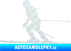 Samolepka Lyžařka 002 levá sjezd 3D karbon bílý