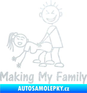 Samolepka Making my family levá 3D karbon bílý