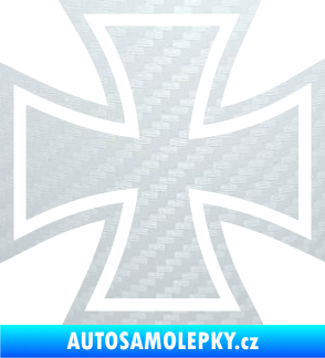 Samolepka Maltézský kříž 001 3D karbon bílý