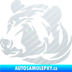 Samolepka Medvěd 007 levá hlava 3D karbon bílý