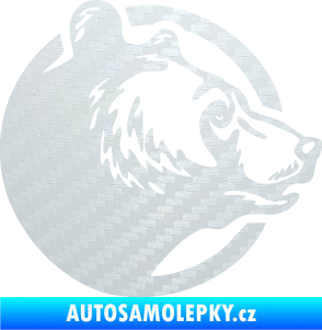Samolepka Medvěd 012 pravá hlava 3D karbon bílý