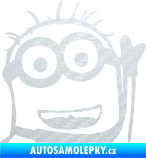 Samolepka Mimoň 002 pravá 3D karbon bílý