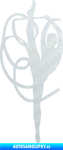 Samolepka Moderní gymnastika 002 levá gymnastka se stuhou 3D karbon bílý