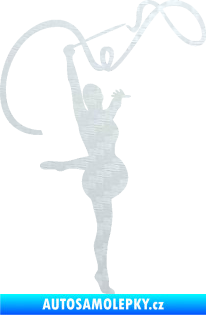 Samolepka Moderní gymnastika 003 pravá gymnastka se stuhou 3D karbon bílý