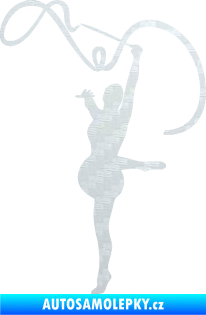 Samolepka Moderní gymnastika 003 levá gymnastka se stuhou 3D karbon bílý