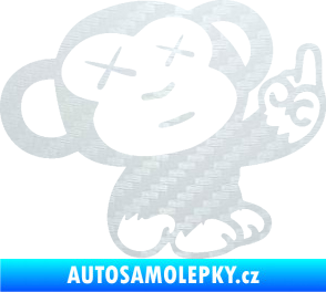 Samolepka Monkey Fuck Off JDM pravá 3D karbon bílý