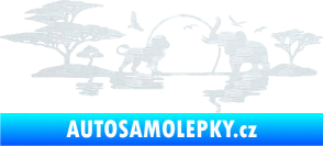 Samolepka Motiv Afrika levá -  zvířata u vody 3D karbon bílý