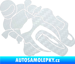 Samolepka Motorka 001 levá silniční motorky 3D karbon bílý