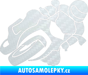 Samolepka Motorka 001 pravá silniční motorky 3D karbon bílý
