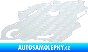 Samolepka Motorka 007 levá silniční motorky 3D karbon bílý