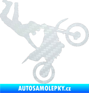 Samolepka Motorka 008 pravá motokros freestyle 3D karbon bílý