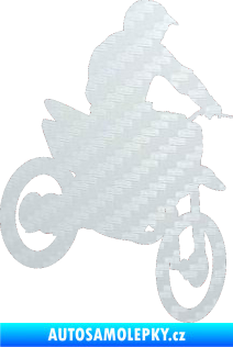 Samolepka Motorka 014 pravá motokros 3D karbon bílý