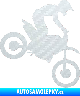Samolepka Motorka 015 pravá motokros 3D karbon bílý