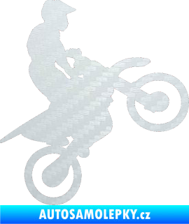 Samolepka Motorka 024 pravá motokros 3D karbon bílý