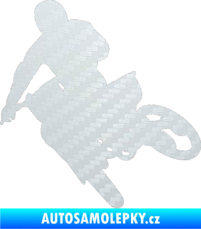 Samolepka Motorka 025 levá motokros 3D karbon bílý