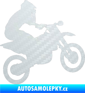 Samolepka Motorka 027 pravá motokros 3D karbon bílý