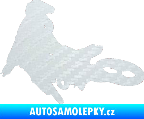 Samolepka Motorka 028 levá motokros 3D karbon bílý