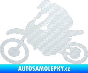 Samolepka Motorka 031 levá motokros 3D karbon bílý