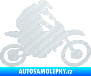 Samolepka Motorka 031 pravá motokros 3D karbon bílý