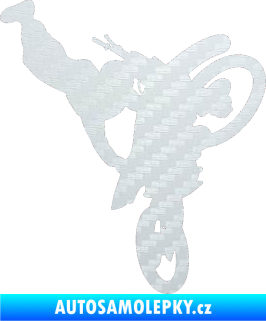 Samolepka Motorka 032 pravá motokros freestyle 3D karbon bílý