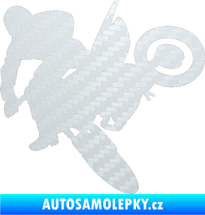 Samolepka Motorka 033 levá motokros 3D karbon bílý