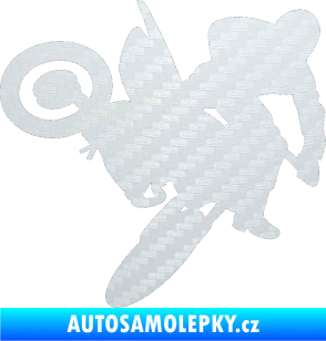 Samolepka Motorka 033 pravá motokros 3D karbon bílý