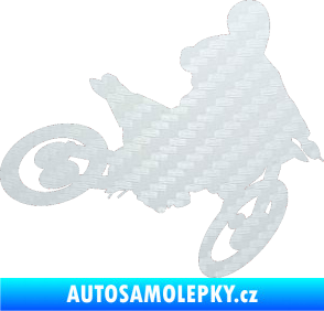 Samolepka Motorka 034 pravá motokros 3D karbon bílý