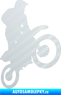 Samolepka Motorka 035 pravá motokros 3D karbon bílý