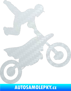 Samolepka Motorka 036 pravá motokros freestyle 3D karbon bílý