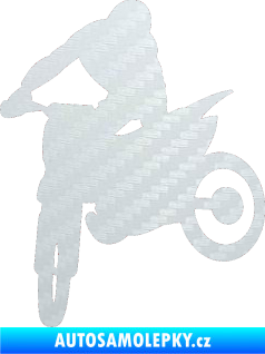 Samolepka Motorka 037 levá motokros 3D karbon bílý