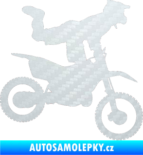 Samolepka Motorka 038 pravá motokros freestyle 3D karbon bílý