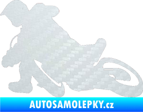 Samolepka Motorka 039 levá motokros 3D karbon bílý
