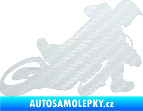 Samolepka Motorka 039 pravá motokros 3D karbon bílý