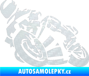 Samolepka Motorka 040 levá road racing 3D karbon bílý
