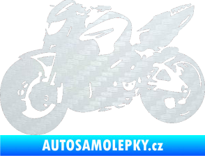 Samolepka Motorka 041 levá road racing 3D karbon bílý