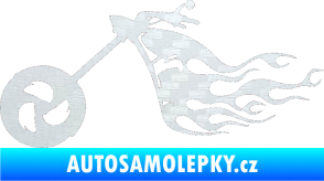 Samolepka Motorka 042 levá plameny 3D karbon bílý