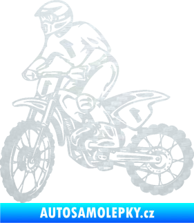Samolepka Motorka 043 levá motokros 3D karbon bílý