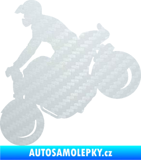 Samolepka Motorka 044 levá motokros 3D karbon bílý
