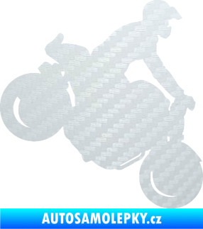 Samolepka Motorka 044 pravá motokros 3D karbon bílý