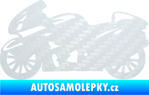 Samolepka Motorka 048 levá silniční 3D karbon bílý