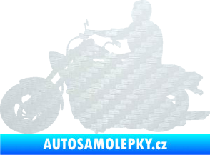 Samolepka Motorka 049 levá 3D karbon bílý