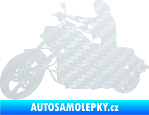 Samolepka Motorka 050 levá 3D karbon bílý