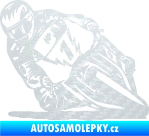 Samolepka Motorka 051 levá 3D karbon bílý