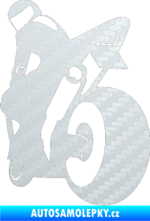 Samolepka Motorka 052 levá 3D karbon bílý