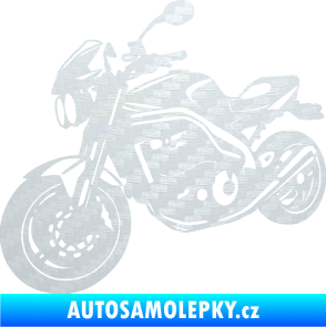 Samolepka Motorka 055 levá 3D karbon bílý