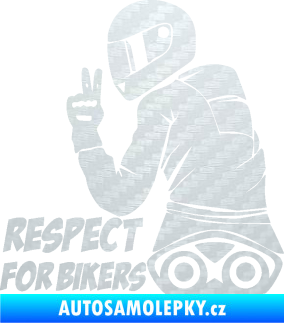 Samolepka Motorkář 003 levá respect for bikers nápis 3D karbon bílý