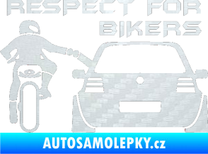 Samolepka Motorkář 008 respect for bikers nápis 3D karbon bílý