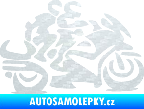 Samolepka Motorkář 009 pravá se spolujezdcem 3D karbon bílý