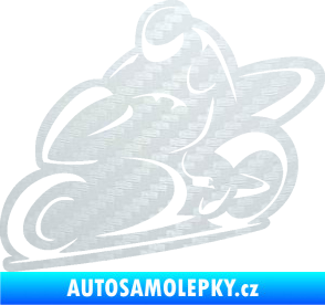 Samolepka Motorkář 011 levá 3D karbon bílý